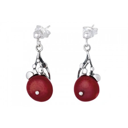 Sterling silver coral earrings
