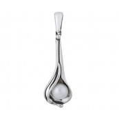 Piękny wisiorek ze srebra 925 ręcznie wykonany kształtem przypominający ziarenko w strączku fasoli z naturalną okrągłą perłą