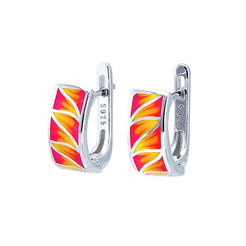 Piękne srebrne 925 kolczyki z kolorową emalią.