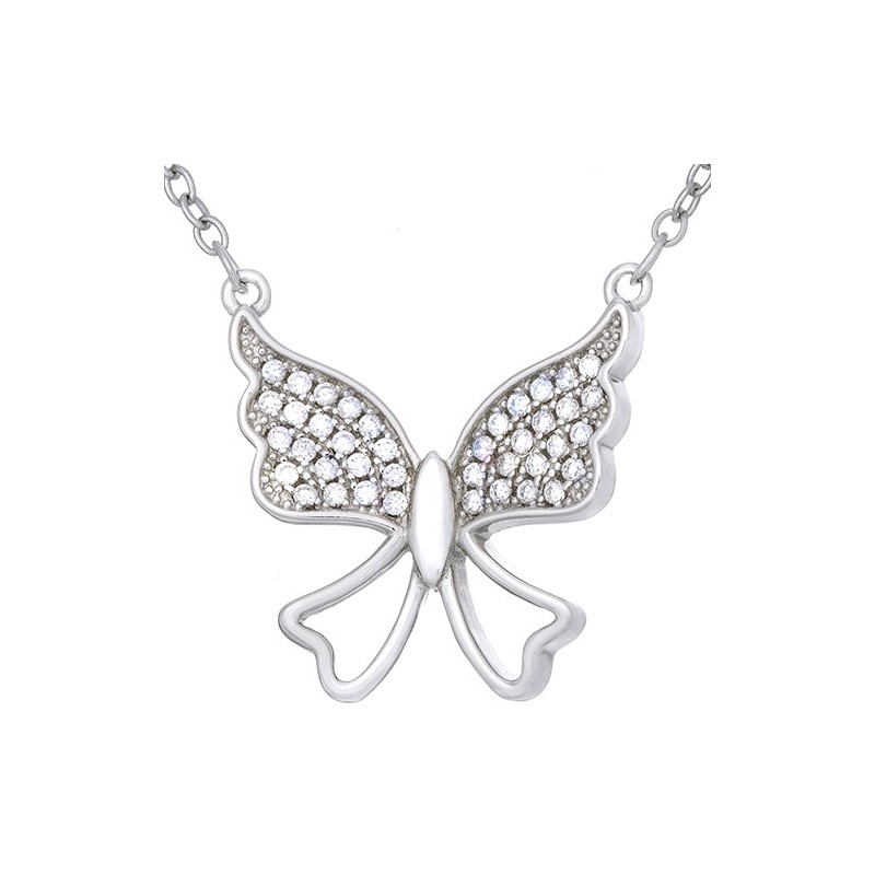 Naszyjnik ze srebra 925 o kształcie motylka z cyrkoniami.