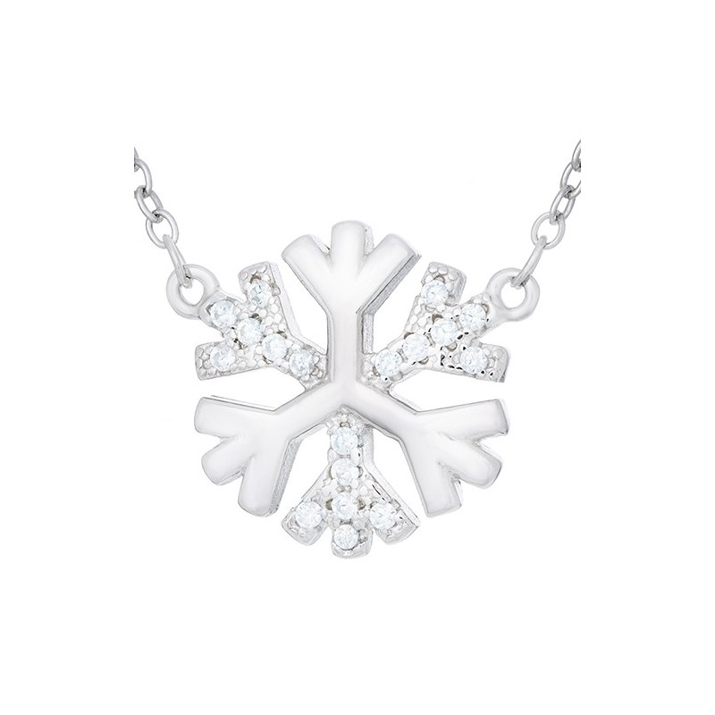 Naszyjnik ze srebra próby925 z zawieszka płatek śniegu z cyrkoniami.
