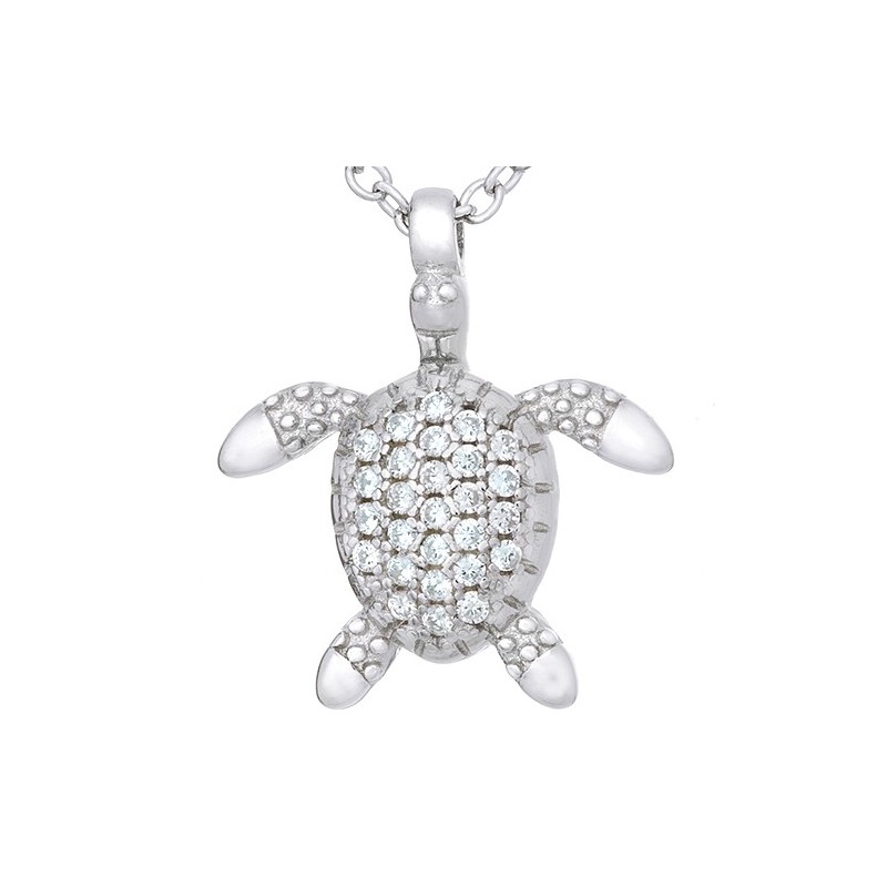 Naszyjnik srebrny próby 925 żółw celebrytka z cyrkoniami.