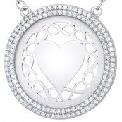 Naszyjnik srebrny 925 serce w ażurowym kole celebrytka z cyrkoniami.