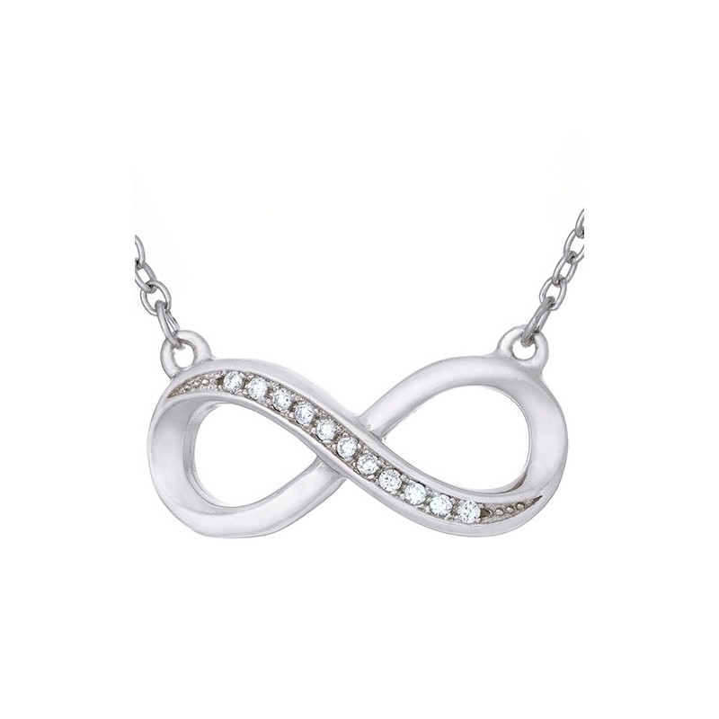 Naszyjnik srebrny nieskończoność celebrytka z cyrkoniami.