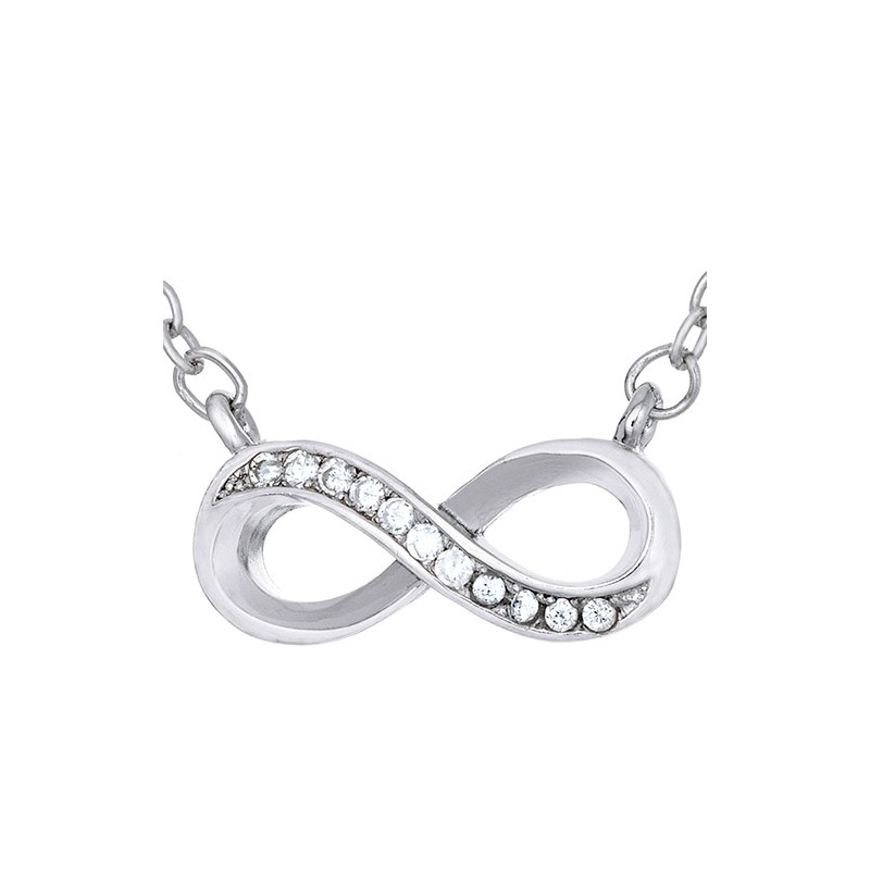 Naszyjnik srebrny 925 jest to celebrytka ze znakiem nieskończoności z cyrkoniami.