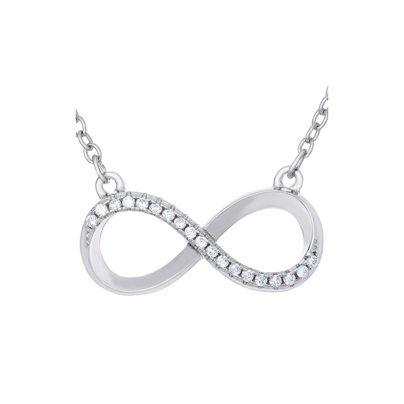 Naszyjnik srebrny próby 925 celebrytka o znaku nieskończoności  z cyrkoniami.