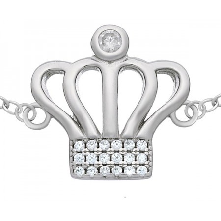 Bransoletka korona ze srebra 925 ozdobiona cyrkoniami.