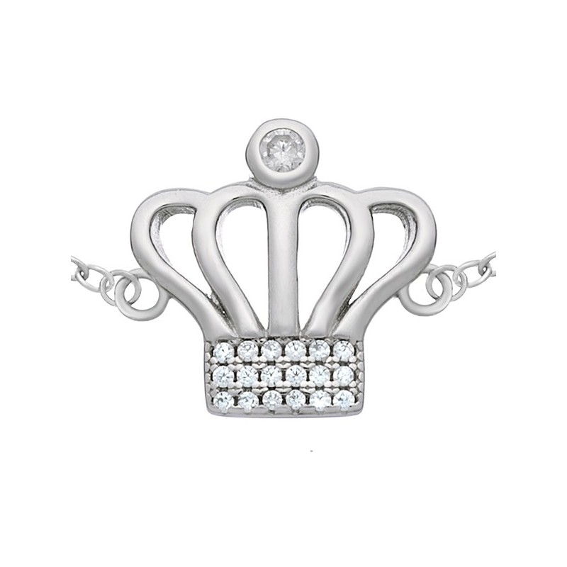 Bransoletka korona ze srebra 925 ozdobiona cyrkoniami.