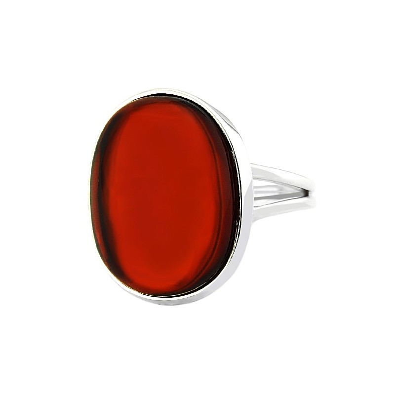 Unikatowy pierścionek ze srebra 925 z pięknym bursztynem o wiśniowej barwie.