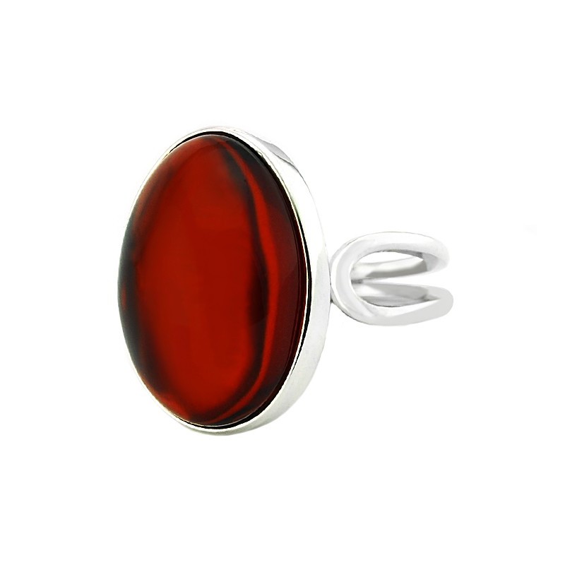 Unikatowy pierścionek ze srebra 925 z pięknym wiśniowym bursztynem.