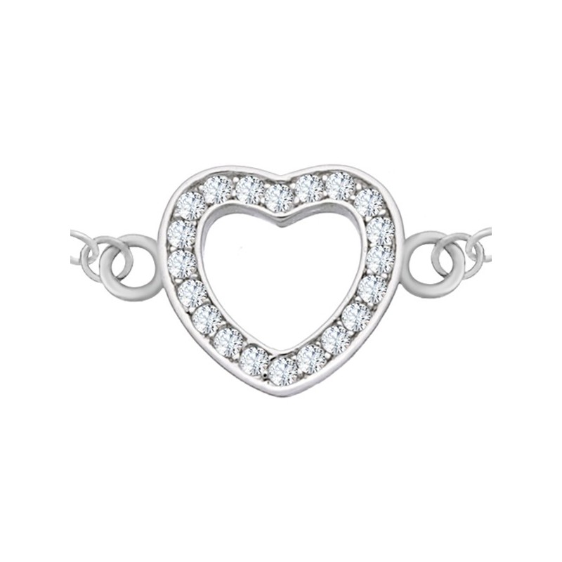 Bransoletka serce ze srebra próby 925 wypełnione cyrkoniami.