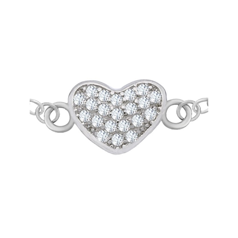 bransoletka ze srebra 925 z serduszkiem wypełnionym cyrkoniami.