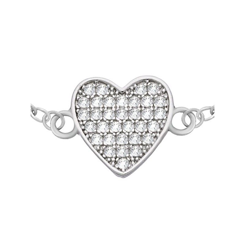 Bransoletka ze srebra 925 z zawieszka w kształcie serduszka wypełnionego cyrkoniami.