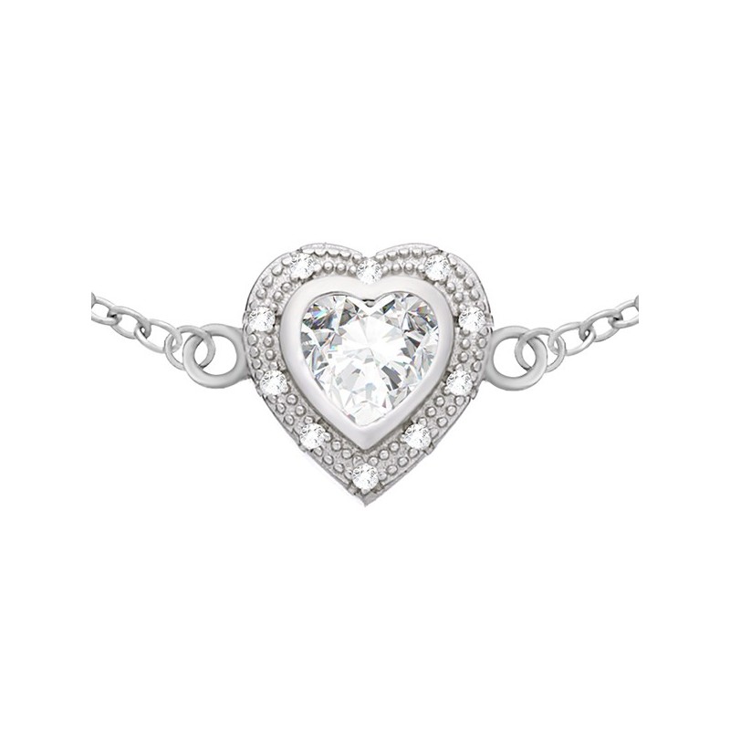 Piękna bransoletka ze srebra 925 z serduszkiem i cyrkoniami.