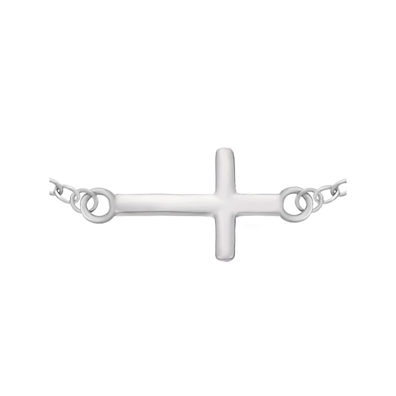 Bransoletka celebrytka z gładkim krzyżykiem wykonana ze srebra 925.