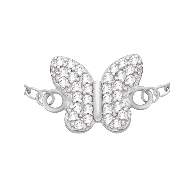 Bransoletka celebrytka wykonana ze srebra 925 z motylkiem wypełnionym cyrkoniami.