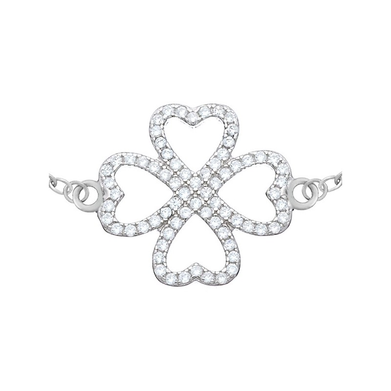 Bransoletka koniczynka wykonana ze srebra 925 i ozdobiona cyrkoniami.