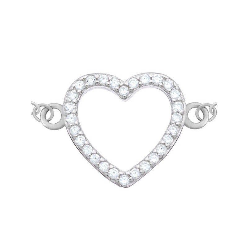 Bransoletka celebrytka z serduszkiem i cyrkoniami wykonana ze srebra 925.