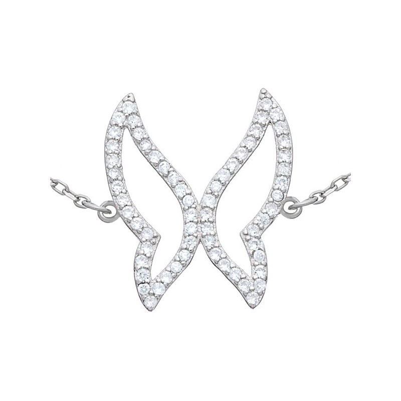 Bransoletka celebrytka motylek z cyrkoniami  wykonana ze srebra 925.