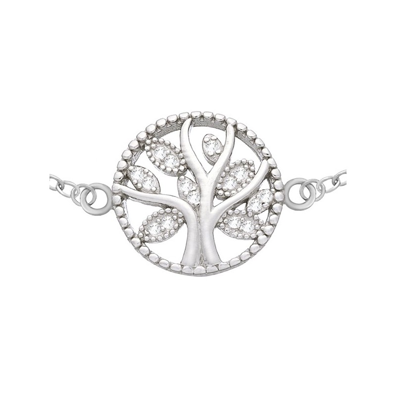 Bransoletka ze srebra próby 925 drzewko szczęścia  celebrytka z cyrkoniami.