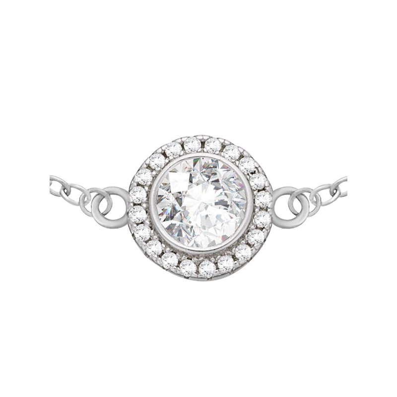 Bransoletka celebrytka okrągła z cyrkoniami wykonana ze srebra próby 925.