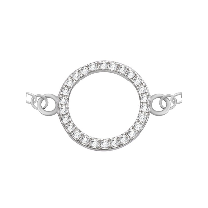 Bransoletka celebrytka ze srebra 925 z kółkiem ozdobionym cyrkoniami.