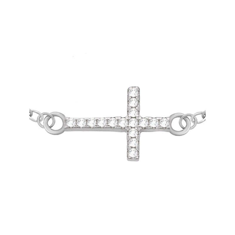Bransoletka srebrna 925 krzyżyk celebrytka z ozdobiony cyrkoniami.