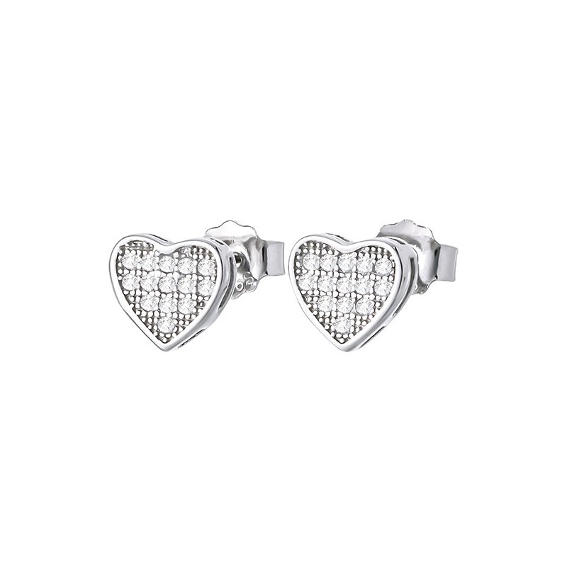 Piękne kolczyki serduszka na sztyft ze srebra 925 z  cyrkoniami.