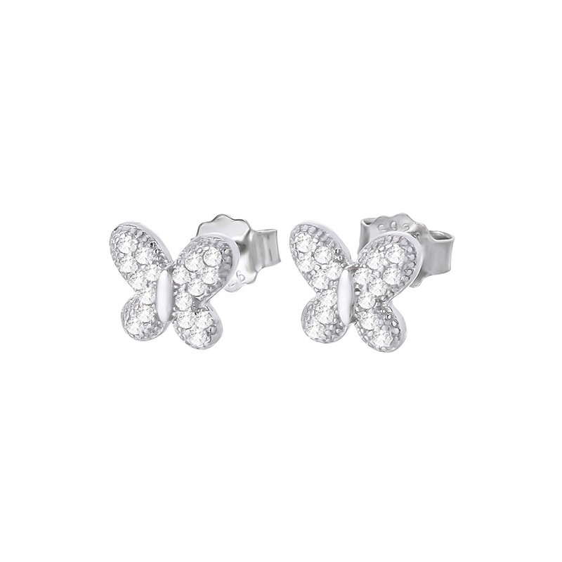 Piękne kolczyki motylki na sztyft ze srebra próby 925 z cyrkoniami.