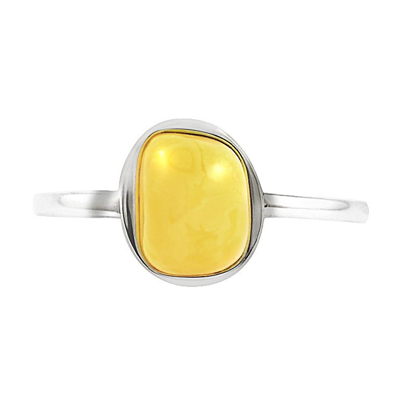 Piękna bransoletka wykonana całkowicie ręcznie ze srebra 925 z dużym mlecznym bursztynem.