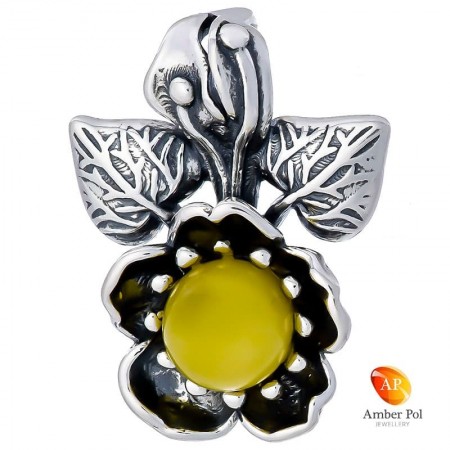 Sterling silver amber pendant