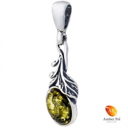 Sterling silver amber pendant