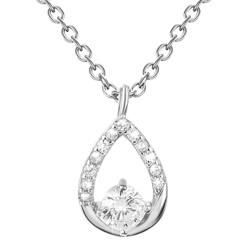 Naszyjnik srebrny z cyrkoniami w kolorze białym wykonany ze srebra próby 925