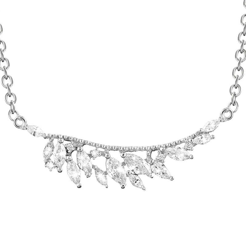 Naszyjnik srebrny z cyrkoniami celebrytka gałązka boho wykonany ze srebra 925