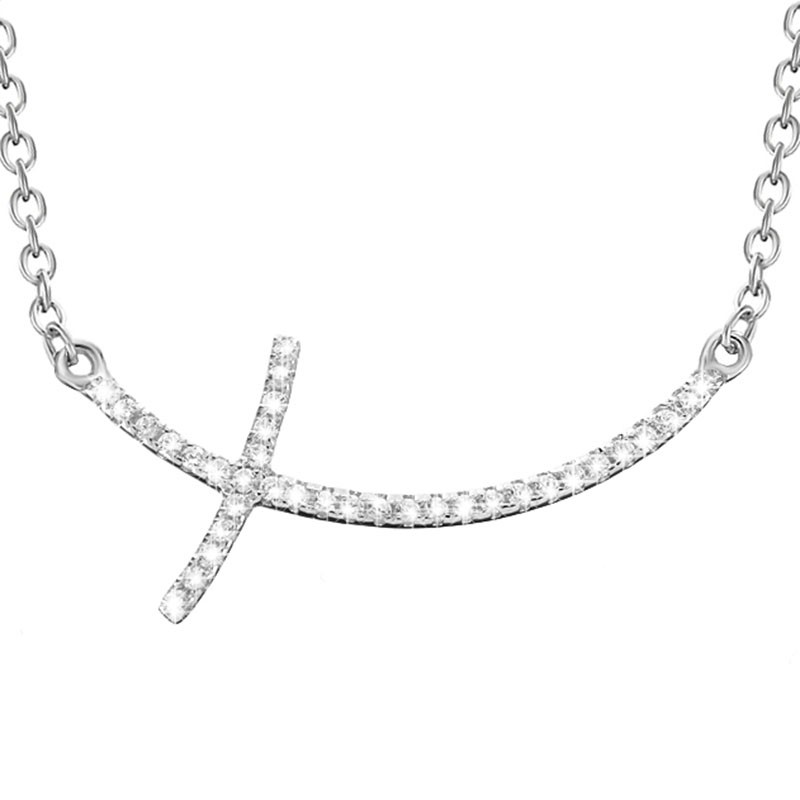 Naszyjnik srebrny krzyżyk z cyrkoniami celebrytka wykonany ze srebra 925