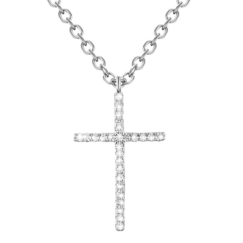 Naszyjnik srebrny krzyżyk wysadzany cyrkoniami