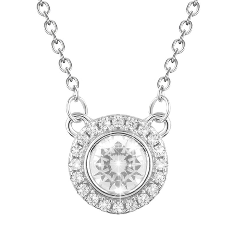 Naszyjnik srebrny z cyrkoniami w kształcie koła elegancki wykonany ze srebra 925