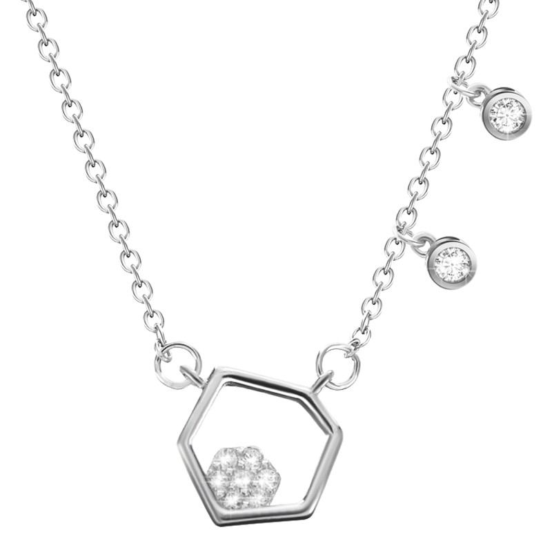 Modny naszyjnik plaster miodu celebrytka z cyrkoniami wykonany ze srebra 925