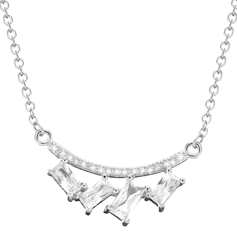 Celebrytka z cyrkoniami geometryczny kształt Naszyjnik wykonany ze srebra 925