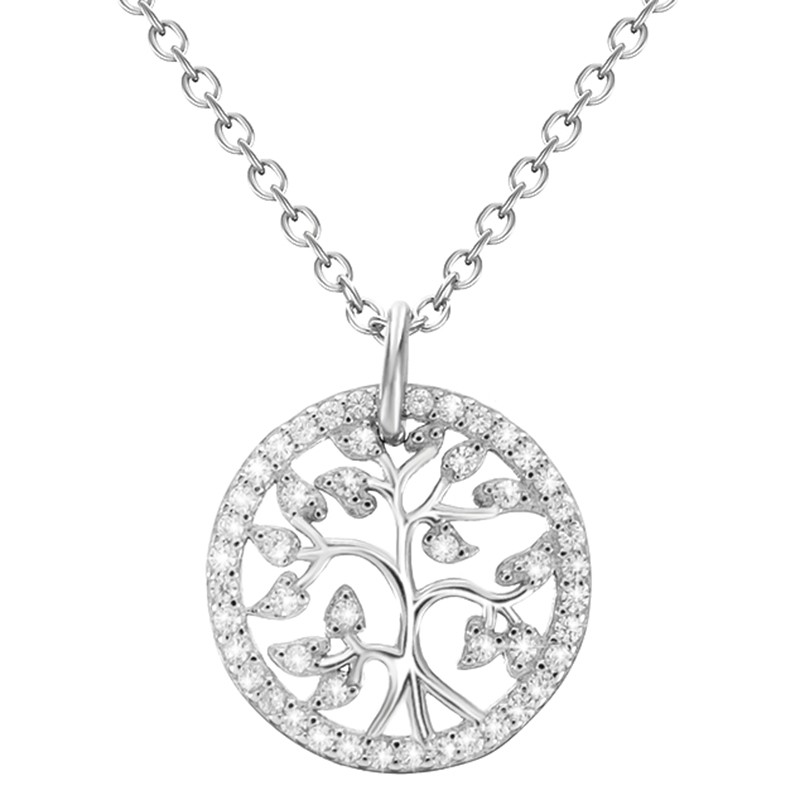 Piękny naszyjnik ze srebra 925 oraz cyrkonii w kształcie drzewka modna celebrytka