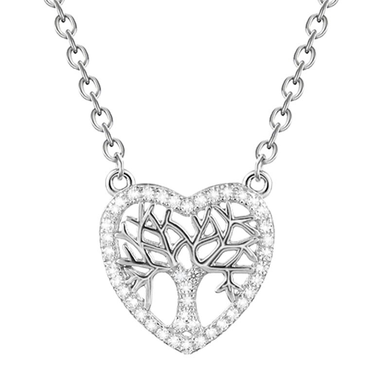 Naszyjnik celebrytka z cyrkoniami wykonany ze srebra 925 w kształcie serca z drzewkiem