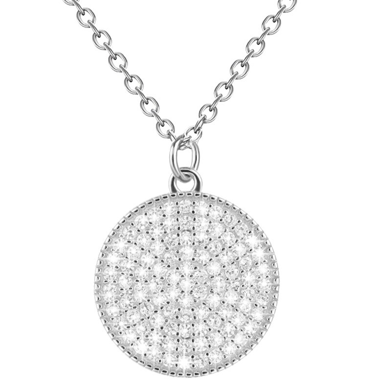 Naszyjnik srebrny z cyrkoniami kółko minimalistyczny wykonany ze srebra 925