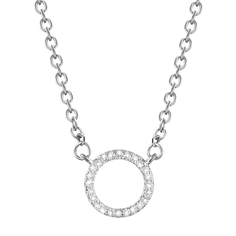 Naszyjnik srebrny kółeczko wysadzane cyrkoniami modna celebrytka wykonana ze srebra 925