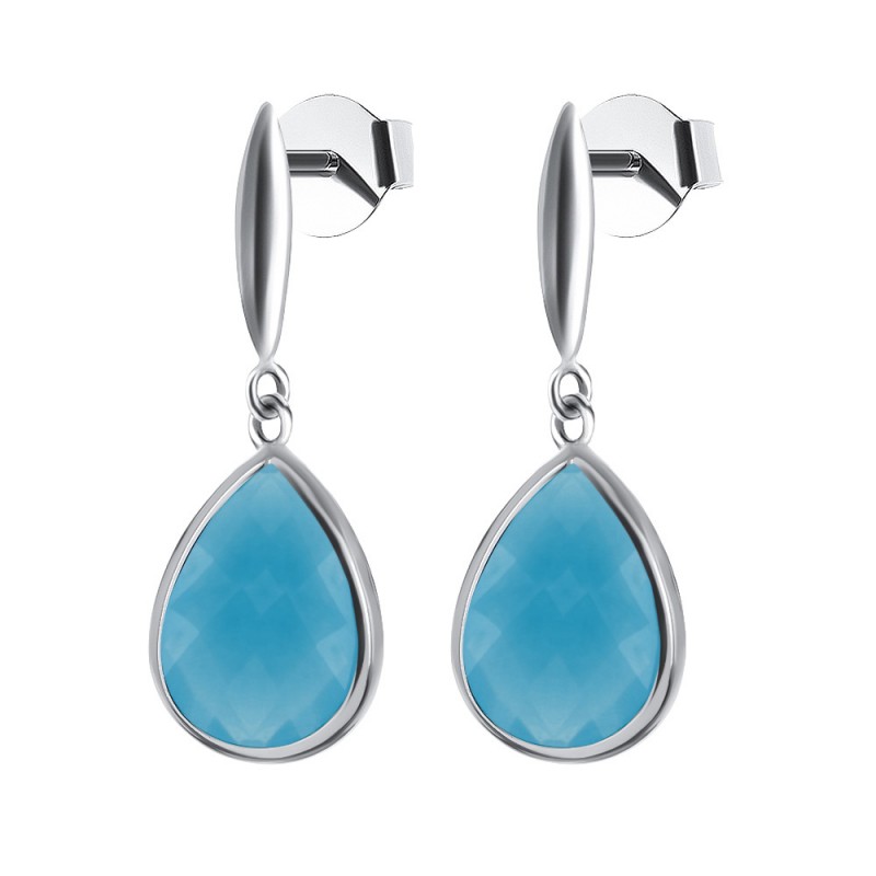 Kolczyki na sztyft wykonane ze srebra 925 z niebieskimi cyrkoniami prosty minimalistyczny model