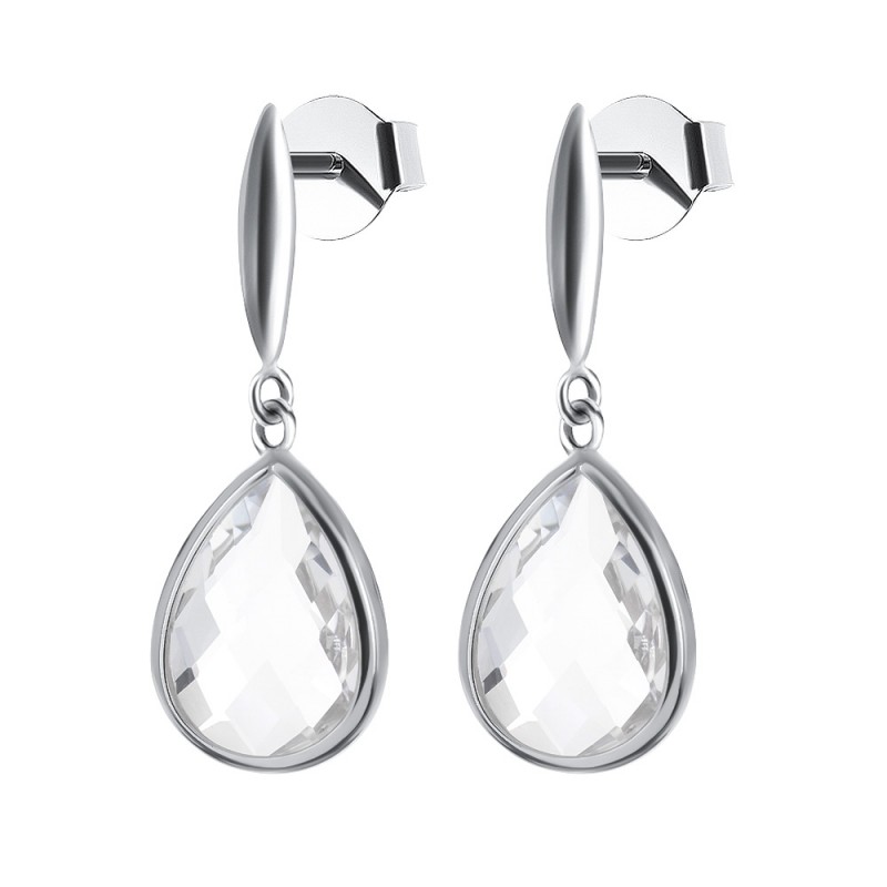 Kolczyki na sztyft wykonane ze srebra 925 z białą cyrkonią prosty minimalistyczny model