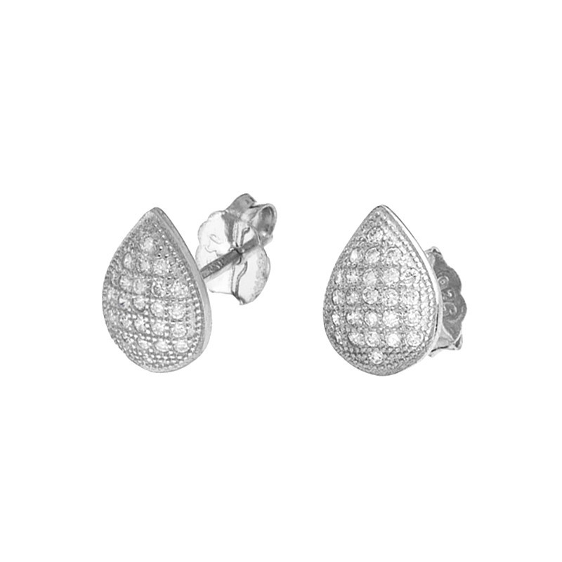 Piękne kolczyki łezki ze srebra próby 925 na sztyft z cyrkoniami.